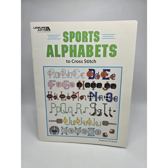 Leisure Arts Sports Alphabets To Cross Stitch Book, Cross Stitch Patterns, - Picture 1 of 3